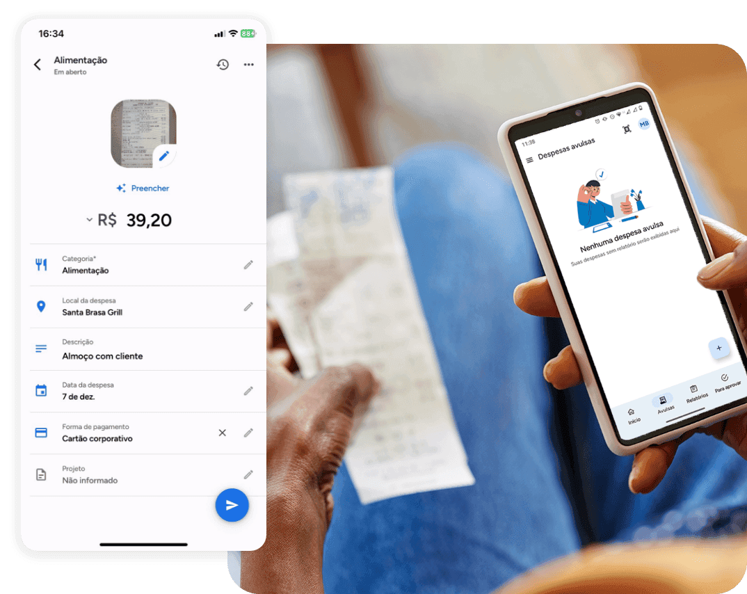 Aplicativo NotePay para registro de despesas corporativas com IA