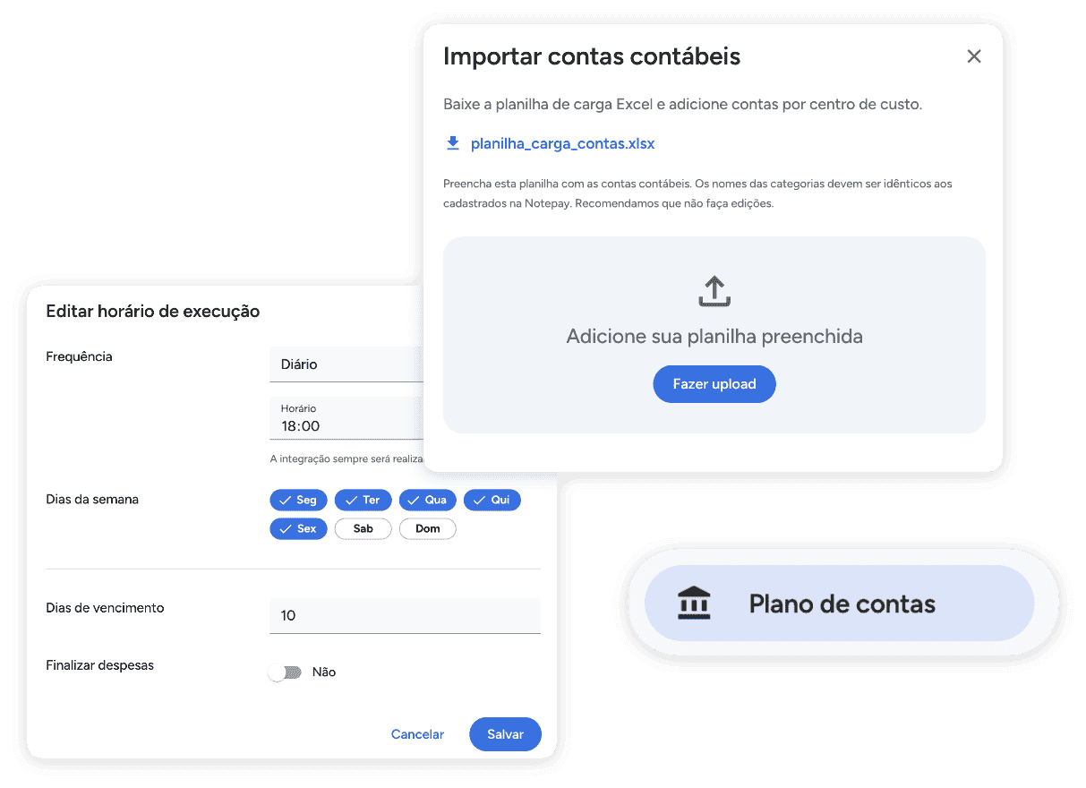 Atribua fornecedores, centros de custo, empresas, contas contábeis e outros parâmetros para definir o processo financeiro da sua empresa. Visualize todos os dados do SAP diretamente na NotePay.